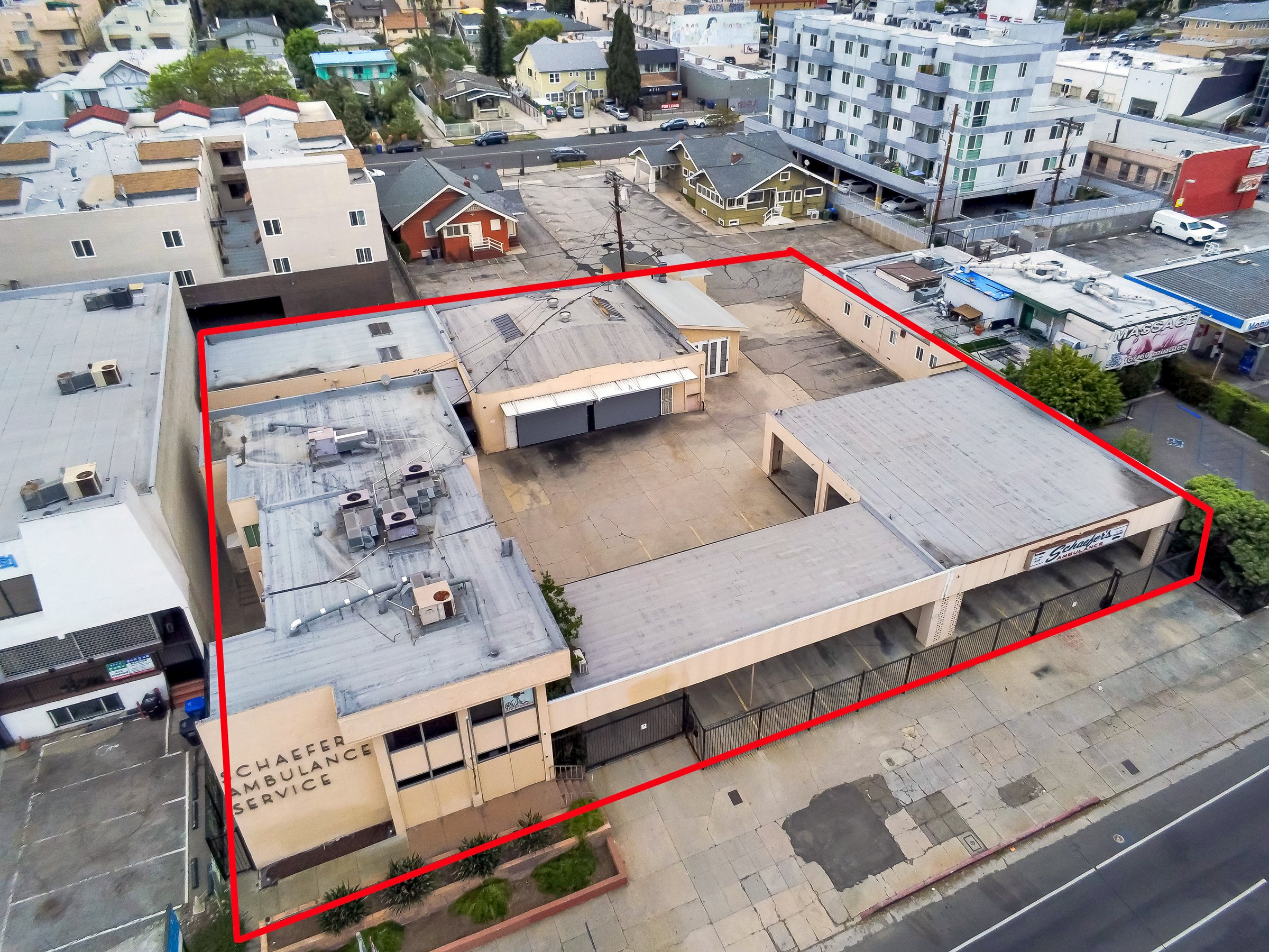 Aerial of the 4623-4631 Beverly Blvd site