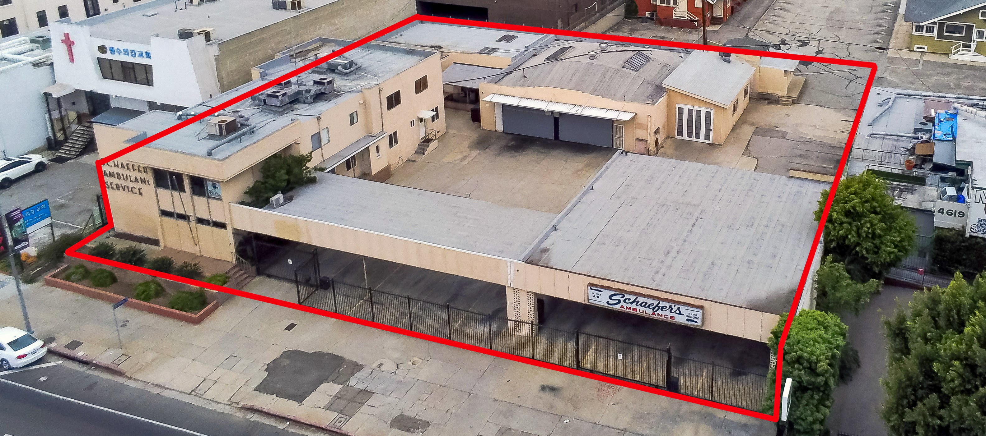 Aerial of the 4623-4631 Beverly Blvd site